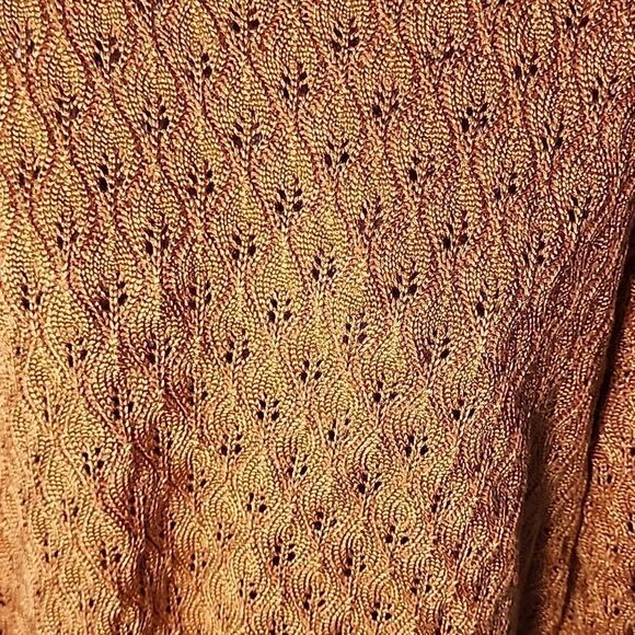 Rust Orange Cotton Rayon Open Knit Crochet Sweater Size S Fall Autumn - Picture 6 of 7